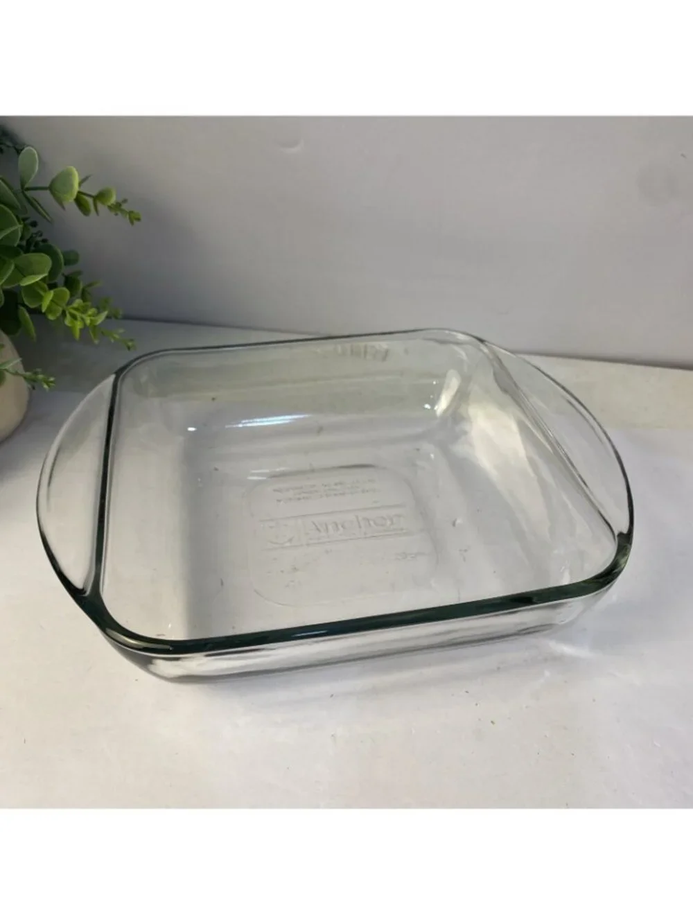 Anchor Hocking Vintage 2 8 x 8 Qt Glass Dish Casserole with Serving Basket